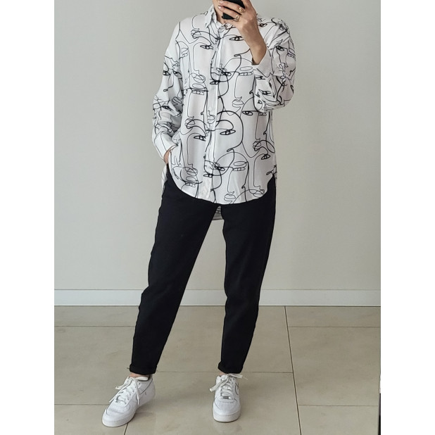 Balti marškiniai "Faces"