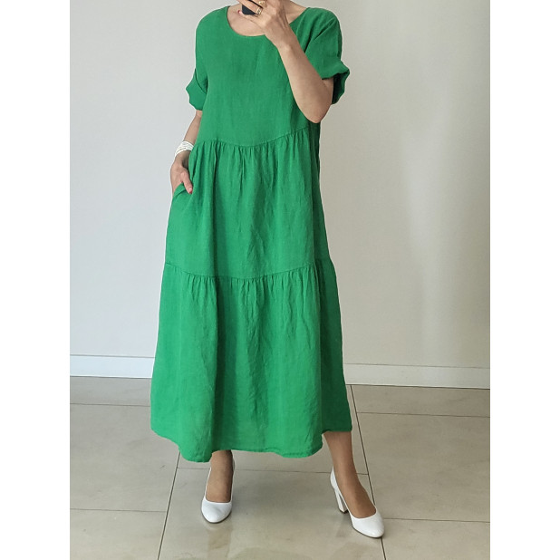 Žalia lino suknelė "Melita"