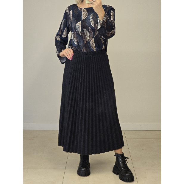 Tamsiai mėlynas sijonas su...