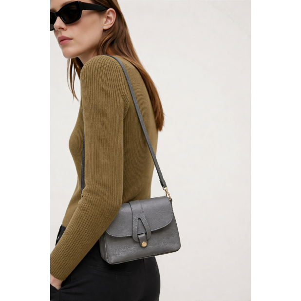 Pilka natūralios odos rankinė