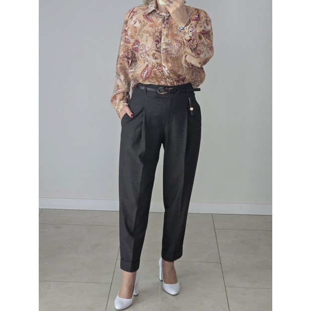 Rusvos klasikinės kelnės su...