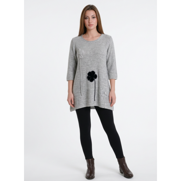 Pilka tunika su linu "Leda"