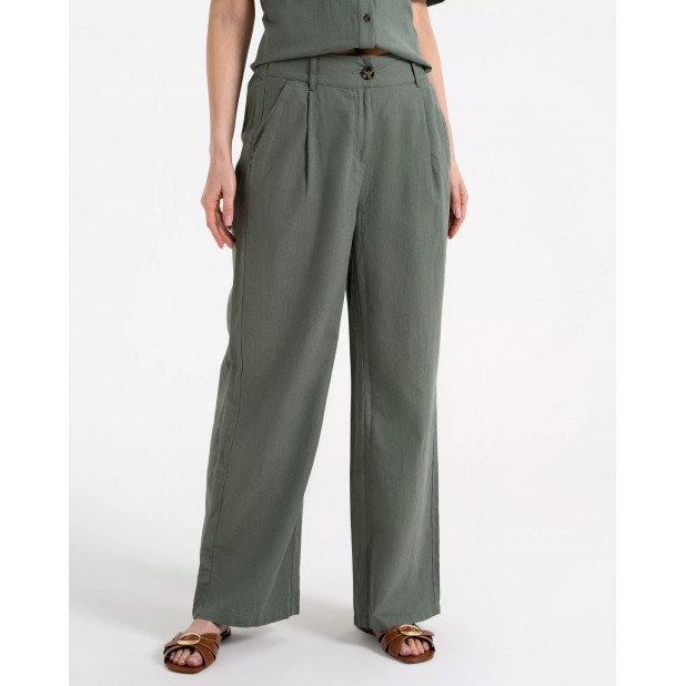 Žalsvos kelnės su linu...