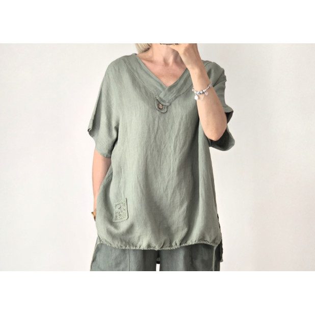 Chaki spalvos lininė...