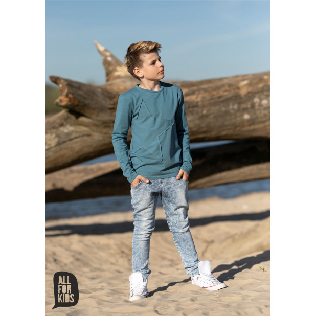 Mėlynos džinsinio trikotažo...